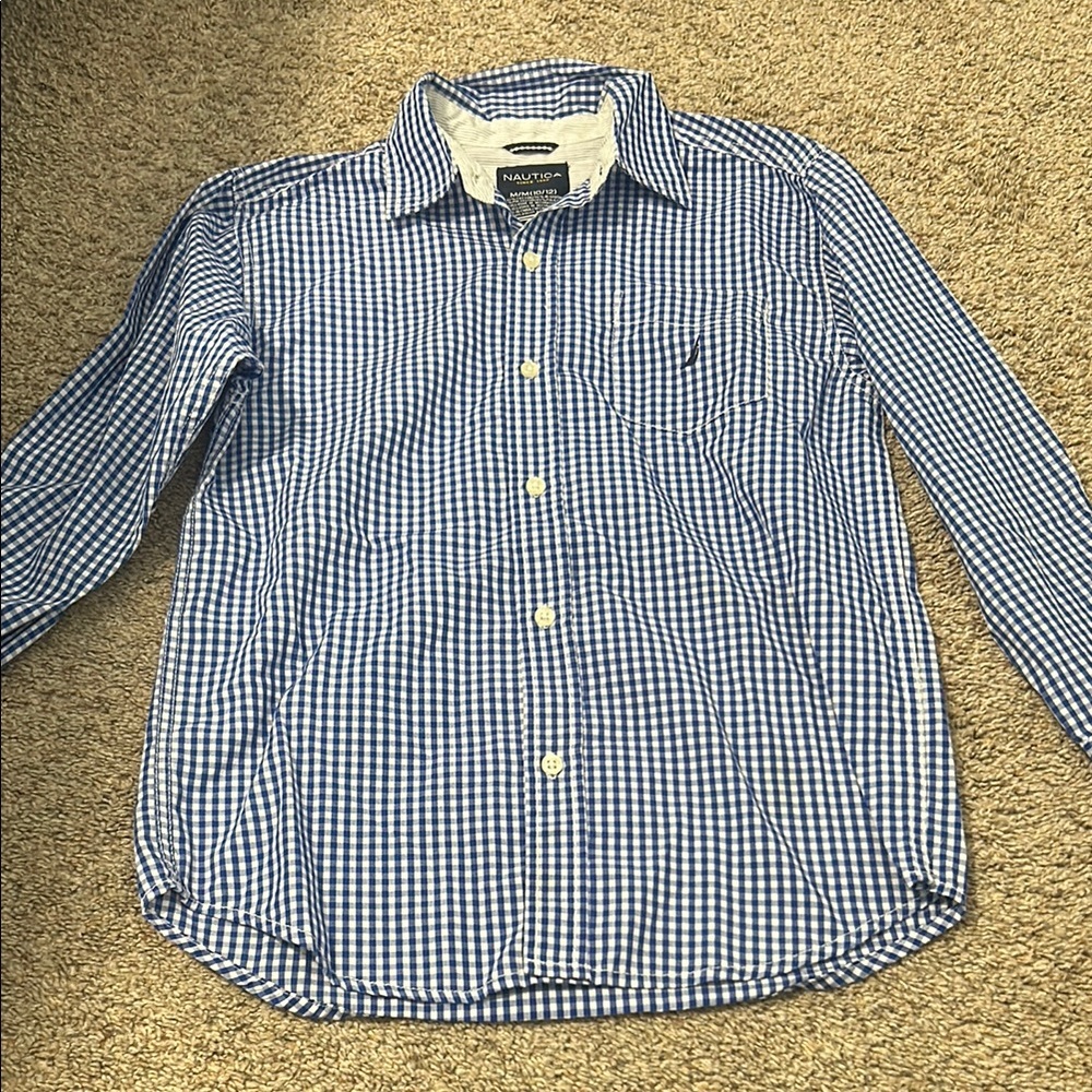 Nautica Boy’s Blue Checkered Button Down Shirt